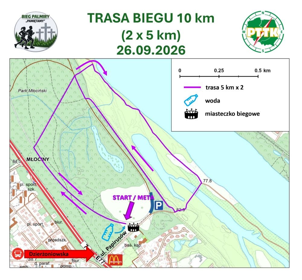 Mapa z trasą 10 km